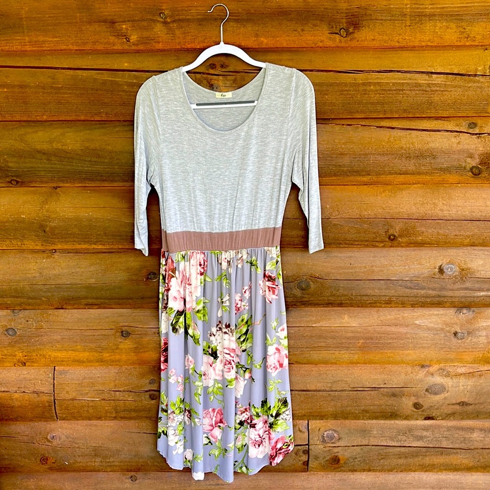 Gray & Floral Midi